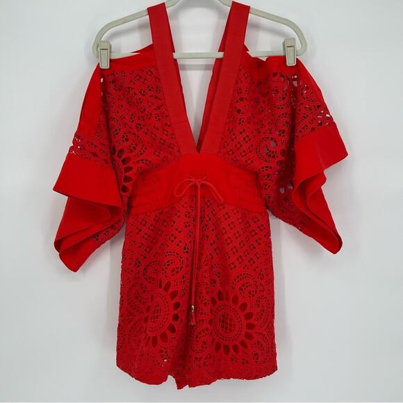 Alice McCall Tomato Red Cold Shoulder Jumpsuit Size 4 - Picture 1 of 5